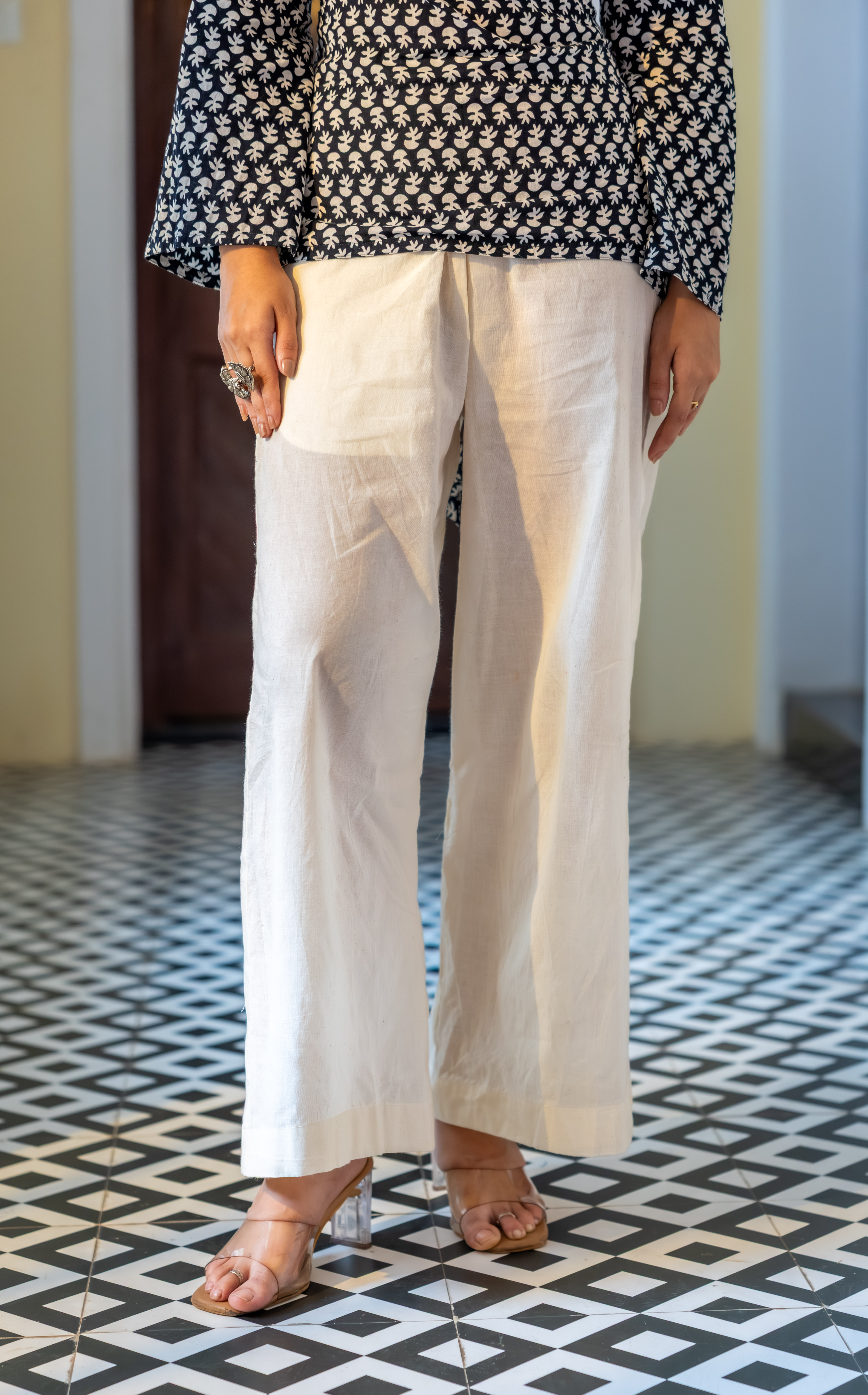 Megh Oat Beige Palazzo
