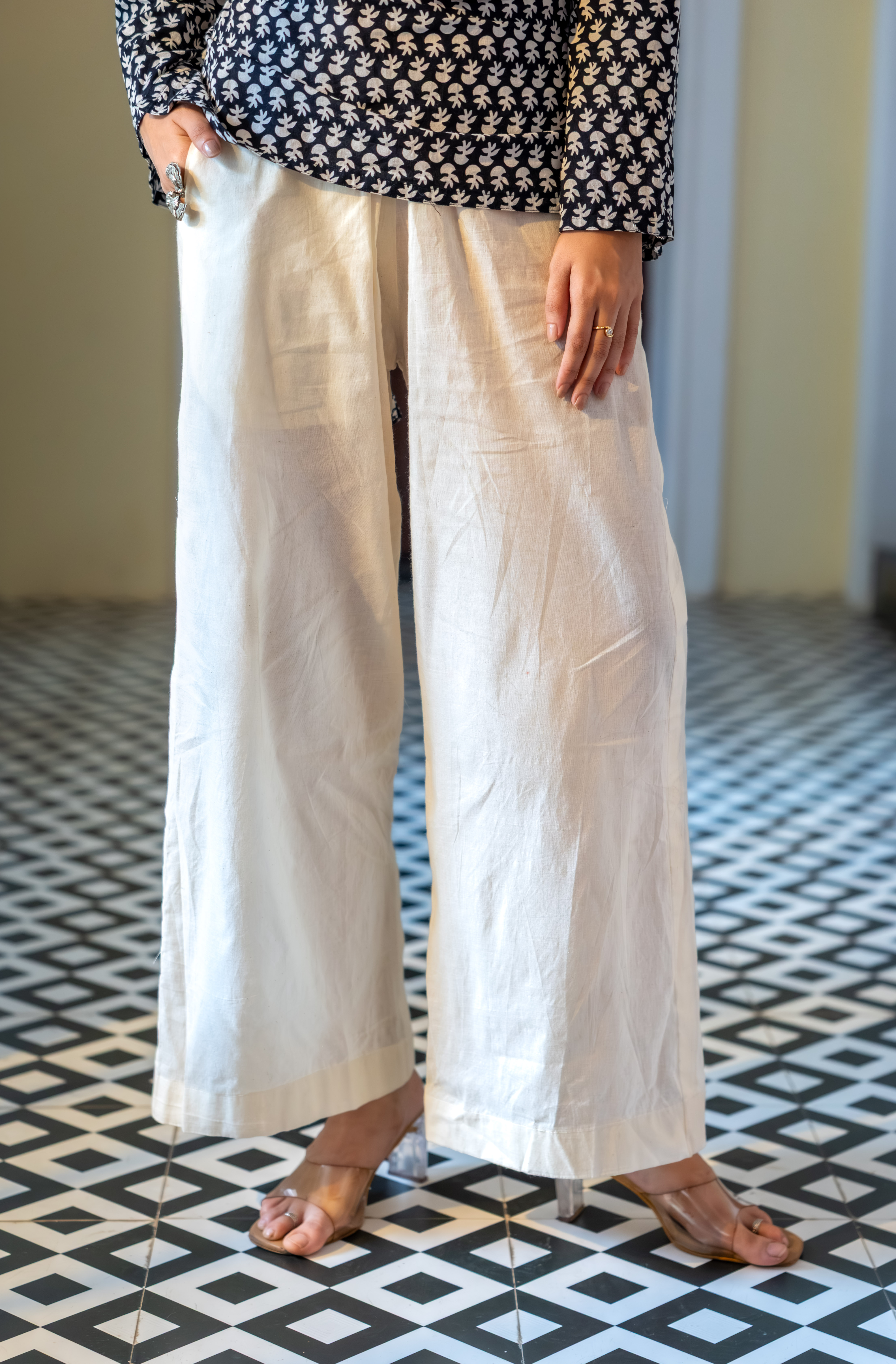 Megh Oat Beige Palazzo